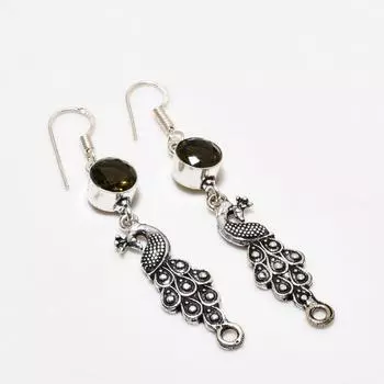 Ювелирные серьги ручной работы с дымчатым топазом, посеребренные 925 пробы, 2,38 дюйма