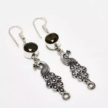 Ювелирные серьги ручной работы с дымчатым топазом, посеребренные 925 пробы, 2,38 дюйма