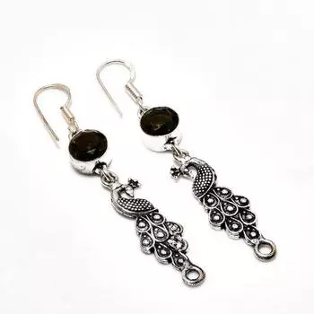 Ювелирные серьги ручной работы с дымчатым топазом, посеребренные 925 пробы, 2,46 дюйма