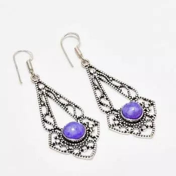 Ювелирные серьги ручной работы с фиолетовым лунным камнем, посеребренные 925 пробы, 2,27 дюйма