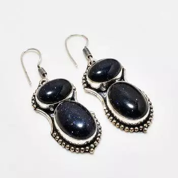 Ювелирные серьги ручной работы с фиолетовым солнечным камнем, посеребренные 925 пробы, 1,89 дюйма