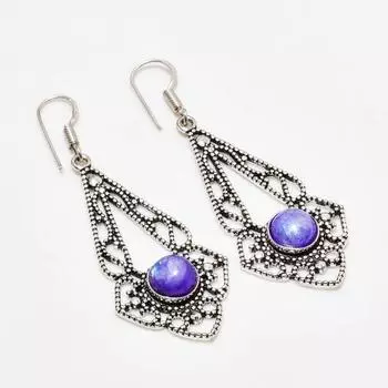 Ювелирные серьги ручной работы с фиолетовым лунным камнем, посеребренные 925 пробы, 2,27 дюйма