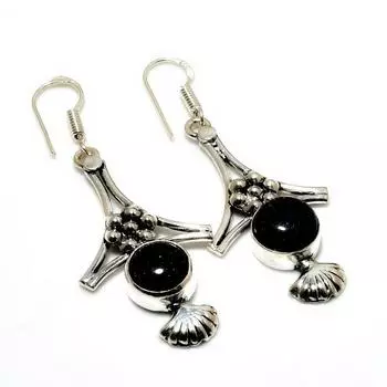 Ювелирные серьги ручной работы с фиолетовым солнечным камнем 925 пробы, посеребренные, 2,08 дюйма