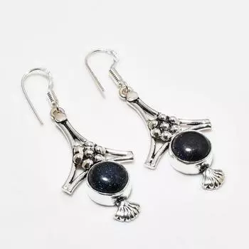 Ювелирные серьги ручной работы с фиолетовым солнечным камнем, посеребренные 925 пробы, 1,89 дюйма