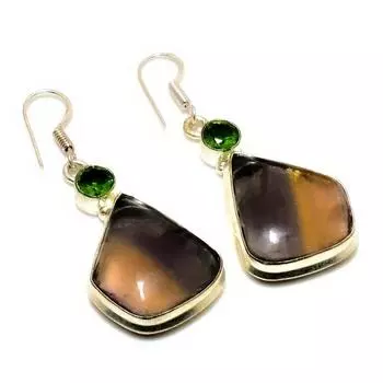 Ювелирные серьги ручной работы с флюоритом, перидотом 925 пробы, посеребренные, 1,89 дюйма