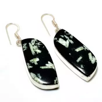 Ювелирные серьги ручной работы с хризантемой и драгоценным камнем 925 пробы, посеребренные, 2,08 дюйма