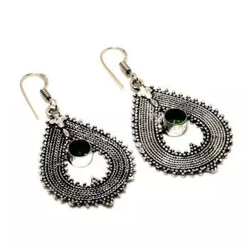 Ювелирные серьги ручной работы с хром-диопсидом 925 пробы, посеребренные, 2,08 дюйма