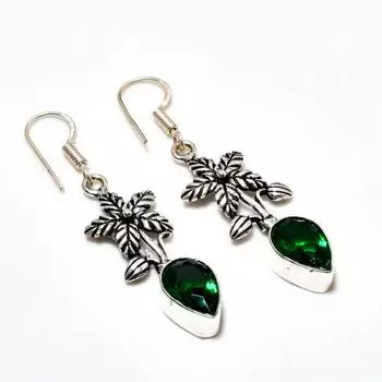 Ювелирные серьги ручной работы с хром-диопсидом, посеребренные 925 пробы, 2,08 дюйма