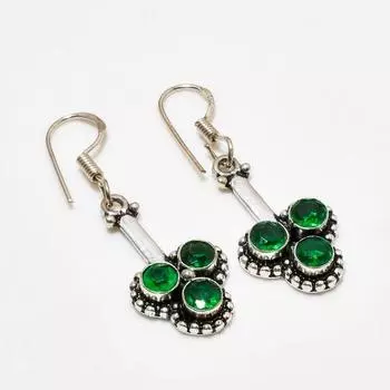 Ювелирные серьги ручной работы с хром-диопсидом, посеребренные 925 пробы, 1,62 дюйма