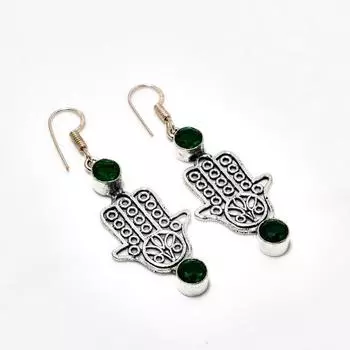 Ювелирные серьги ручной работы с хром-диопсидом, посеребренные 925 пробы, 2,08 дюйма