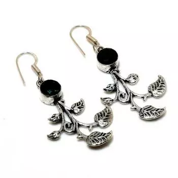 Ювелирные серьги ручной работы с хром-диопсидом 925 пробы, посеребренные, 2,08 дюйма