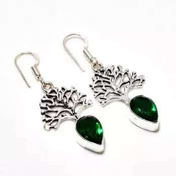 Ювелирные серьги ручной работы с хром-диопсидом, посеребренные 925 пробы, 1,89 дюйма