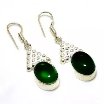 Ювелирные серьги ручной работы с хром-диопсидом 925 пробы, посеребренные, 1,89 дюйма