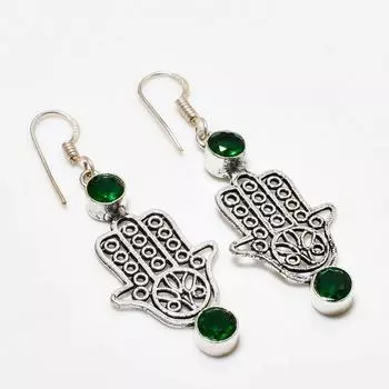 Ювелирные серьги ручной работы с хром-диопсидом, посеребренные 925 пробы, 2,08 дюйма