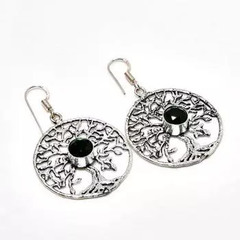 Ювелирные серьги ручной работы с хром-диопсидом, посеребренные 925 пробы, 1,89 дюйма