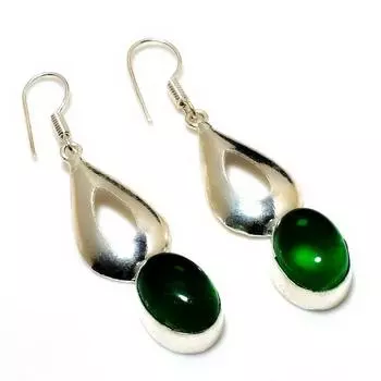 Ювелирные серьги ручной работы с хром-диопсидом 925 пробы, посеребренные, 2,08 дюйма