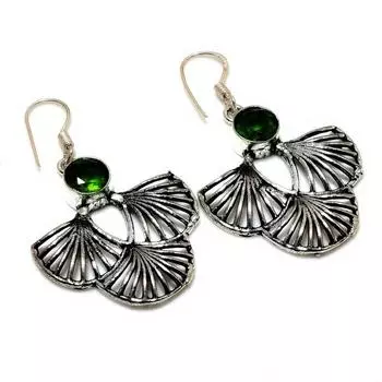 Ювелирные серьги ручной работы с хром-диопсидом 925 пробы, посеребренные, 1,89 дюйма