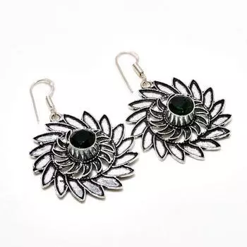 Ювелирные серьги ручной работы с хром-диопсидом, посеребренные 925 пробы, 1,89 дюйма