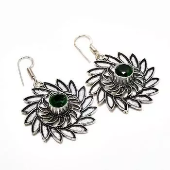 Ювелирные серьги ручной работы с хром-диопсидом, посеребренные 925 пробы, 1,89 дюйма