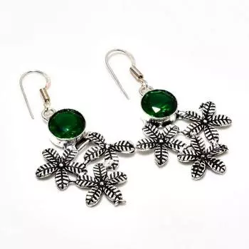 Ювелирные серьги ручной работы с хром-диопсидом, посеребренные 925 пробы, 1,89 дюйма