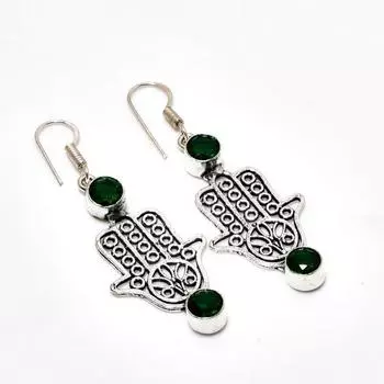 Ювелирные серьги ручной работы с хром-диопсидом, посеребренные 925 пробы, 2,08 дюйма