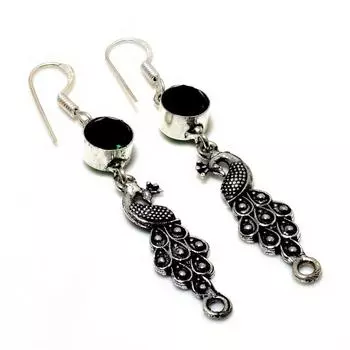 Ювелирные серьги ручной работы с хром-диопсидом 925 пробы, посеребренные, 2,38 дюйма