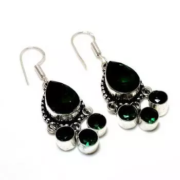 Ювелирные серьги ручной работы с хром-диопсидом 925 пробы, посеребренные, 1,70 дюйма