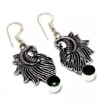 Ювелирные серьги ручной работы с хром-диопсидом 925 пробы, посеребренные, 1,89 дюйма