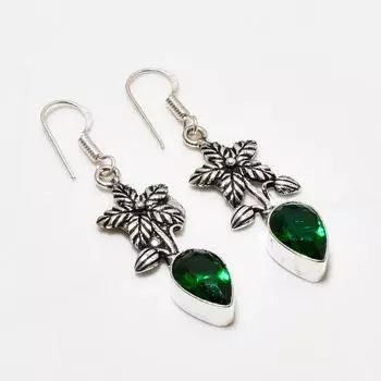 Ювелирные серьги ручной работы с хром-диопсидом, посеребренные 925 пробы, 1,89 дюйма