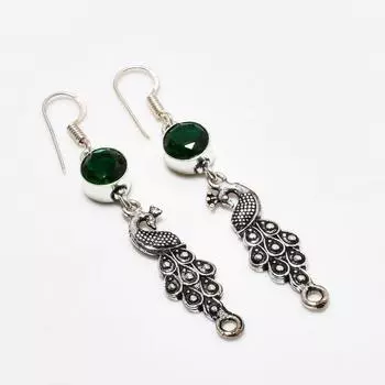 Ювелирные серьги ручной работы с хром-диопсидом, посеребренные 925 пробы, 2,38 дюйма