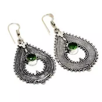 Ювелирные серьги ручной работы с хром-диопсидом 925 пробы, посеребренные, 2,08 дюйма