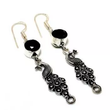 Ювелирные серьги ручной работы с хром-диопсидом 925 пробы, посеребренные, 2,38 дюйма