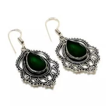 Ювелирные серьги ручной работы с хром-диопсидом 925 пробы, посеребренные, 1,70 дюйма