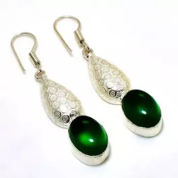 Ювелирные серьги ручной работы с хром-диопсидом 925 пробы, посеребренные, 2,08 дюйма