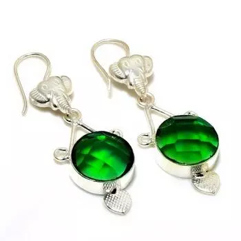 Ювелирные серьги ручной работы с хром-диопсидом 925 пробы, посеребренные, 1,89 дюйма