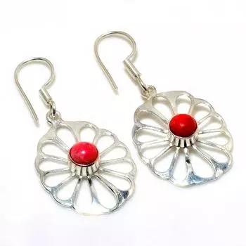 Ювелирные серьги ручной работы с итальянским красным кораллом 925 пробы, посеребренные, 1,89 дюйма