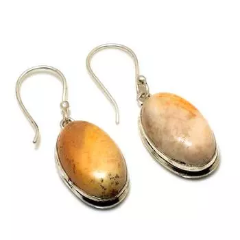 Ювелирные серьги ручной работы с изображением яшмы 925 пробы, посеребренные, 1,51 дюйма