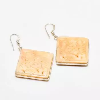 Ювелирные серьги ручной работы с камеей и драгоценным камнем 925 пробы, посеребренные, 2,00 дюйма