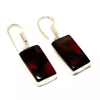 Ювелирные серьги ручной работы с красным змеиным камнем 925 пробы, посеребренные, 1,51 дюйма