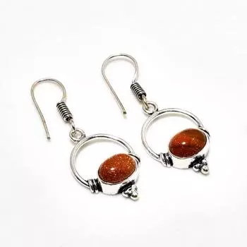 Ювелирные серьги ручной работы с красным солнечным камнем, посеребренные 925 пробы, 1,51 дюйма