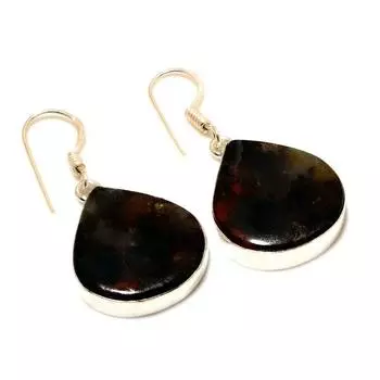 Ювелирные серьги ручной работы с кровавым камнем 925 пробы, посеребренные, 1,51 дюйма