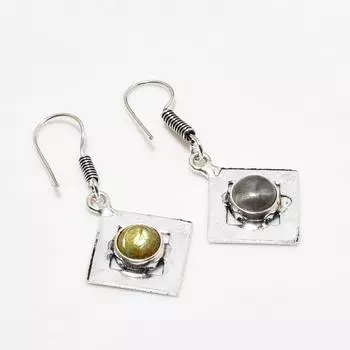 Ювелирные серьги ручной работы с лабрадоритом 925 пробы и покрытием из серебра 1,51 дюйма