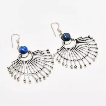 Ювелирные серьги ручной работы с лазуритом 925 пробы и покрытием из серебра 2,12 дюйма