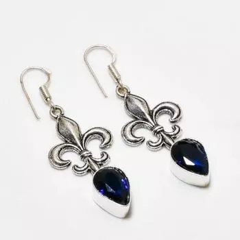 Ювелирные серьги ручной работы с лондонским голубым топазом, посеребренные 925 пробы, 1,96 дюйма