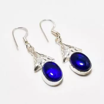 Ювелирные серьги ручной работы с лондонским голубым топазом, посеребренные 925 пробы, 1,89 дюйма