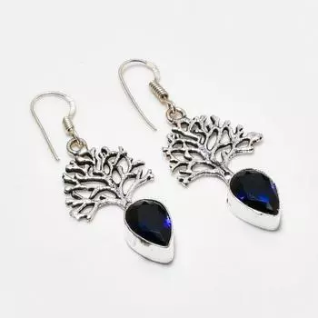 Ювелирные серьги ручной работы с лондонским голубым топазом, посеребренные 925 пробы, 1,89 дюйма