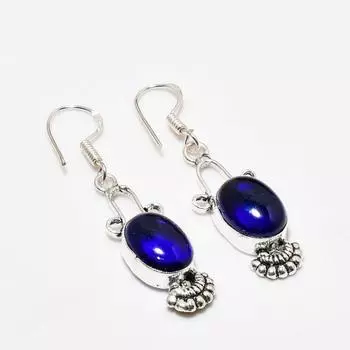 Ювелирные серьги ручной работы с лондонским голубым топазом, посеребренные 925 пробы, 1,89 дюйма