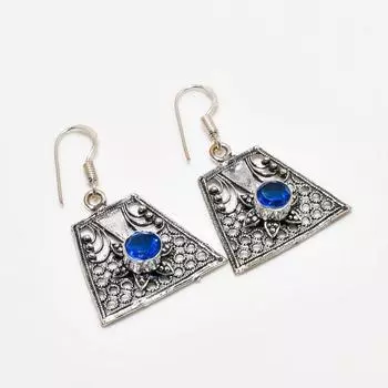 Ювелирные серьги ручной работы с лондонским голубым топазом, посеребренные 925 пробы, 1,51 дюйма