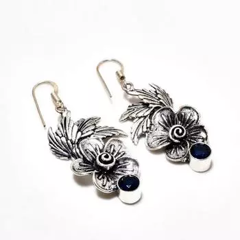 Ювелирные серьги ручной работы с лондонским голубым топазом, посеребренные 925 пробы, 2,08 дюйма