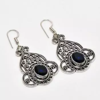 Ювелирные серьги ручной работы с лондонским голубым топазом, посеребренные 925 пробы, 1,89 дюйма